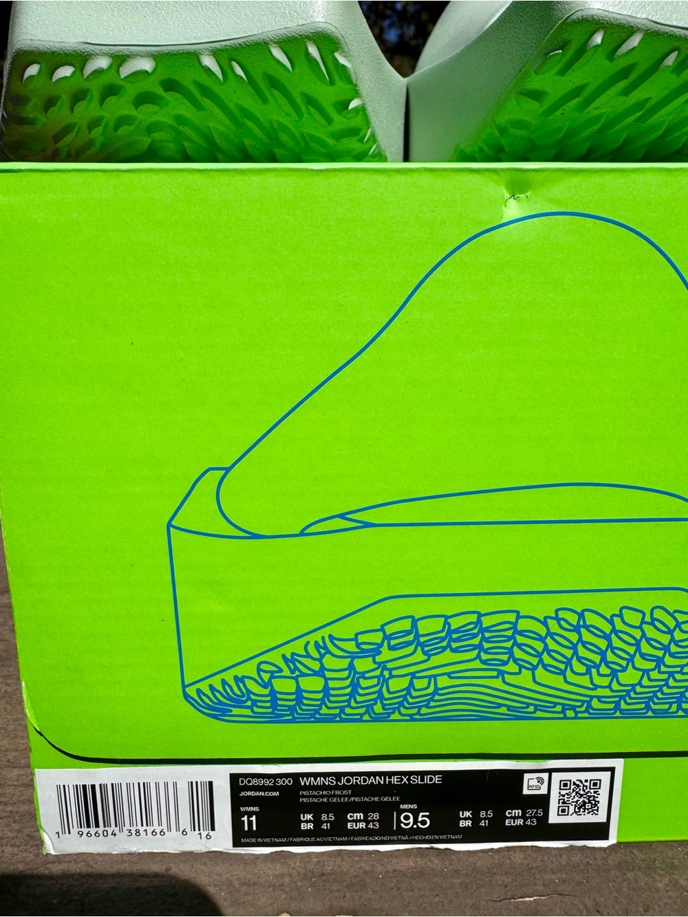 Jordan Hex Slide WMNS 11 Men’s 9.5 Pistachio Frost DQ8992-300 NEW in Box - Picture 6 of 6